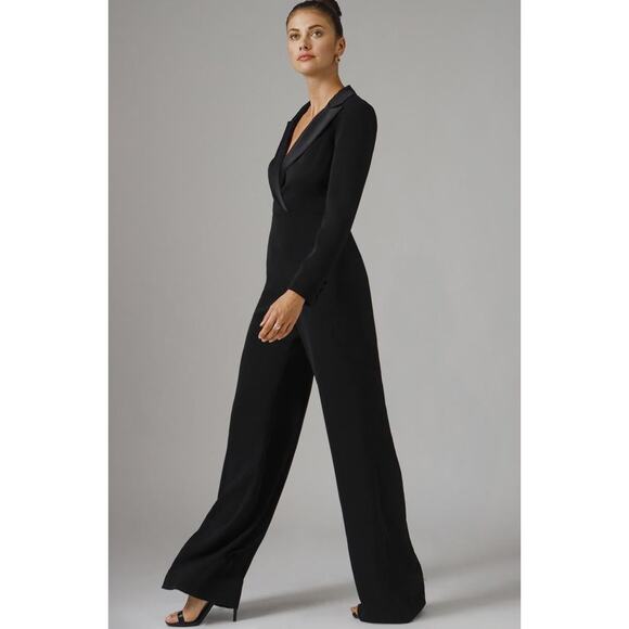 Jay Godfrey Roland Black Tuxedo Jumpsuit Long Sleeve Wide Leg Elegant FormalWear - Picture 2 of 16
